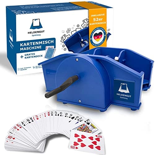 HELDENGUT geliebte Kartenmischmaschine Uno, Poker, Skip Bo & viele weitere Karten - Mischmaschine für die perfekte Mischpause - Kartenmischer manuell für Kinder, Erwachsene & Großeltern