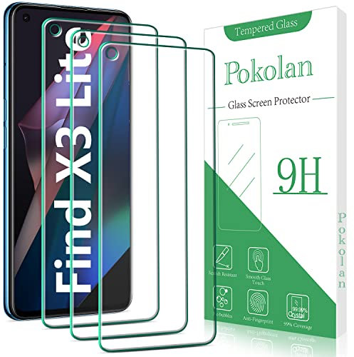 Pokolan 3 Unidades Protector Pantalla para OPPO Find X3 Lite Cristal Templado, Dureza 9H, 0.33 mm Ultra Transparente, Sin Burbujas, Antiarañazos, Antihuellas, Ultra Resistente