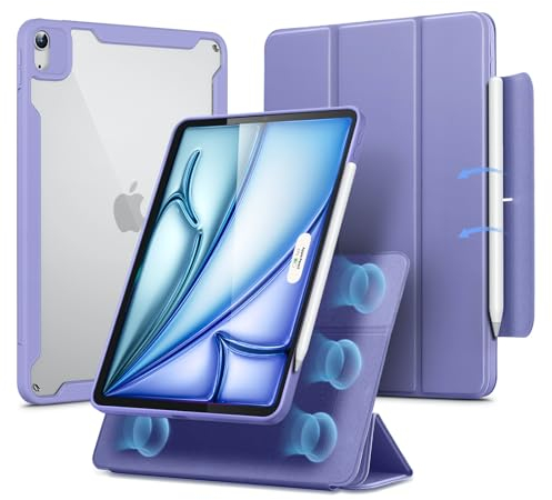 ESR Funda Híbrida para iPad Air 11 M3/M2 2025, iPad Air 7a/6a/5a/4a Gen (2024/2022/2020,10.9), Cubierta Magnética Desmontable, Soporte Vertical y Horizontal, Compatible Pencil Pro/USB-C,Lavanda