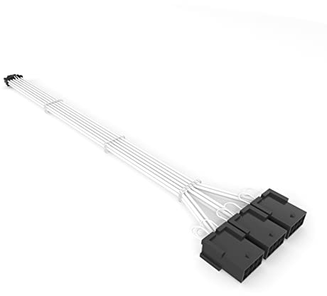 SIRLYR 16Pin to 3 * 8(6+2) Pin PCIE GPU Cables Sleeved PSU Extension Cable Mini 12+4 Pin Connector Graphics Card Power Supply RTX 3090Ti 16AWG White