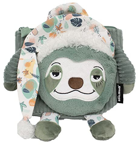 LES DÉGLINGOS Unisex Kinder Velours, Rucksack samt, Grün/Wolf X Auzou