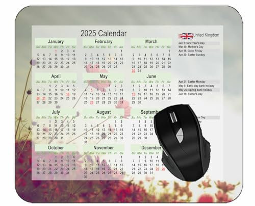 YENDOSTEEN 2025 Kalender Computer Mauspad mit genähtem Rand,Kosmos Blume Blüte Mauspads für Computer,Laptop,PC,Büro & Zuhause