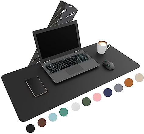 WURK [80 cm x 40 cm] Sous-main en cuir PU de qualité supérieure - grand sous-main - tapis de souris XXL - sous-couche antidérapante (noir)