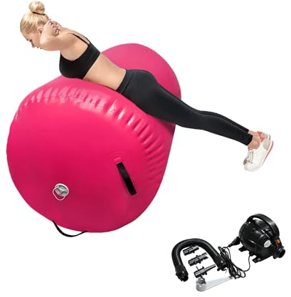 GBVUGY Gymnastics Air Barrel Roller,Inflatable Tumbling Mat Backbend Trainer with Electric Pump, Back Handspring Track Tumbler for Yoga Cheerleading Home & Water Use