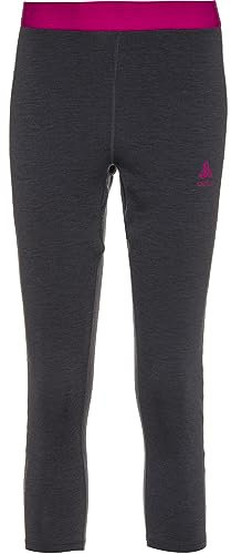 Odlo Damen REVELSTOKE Performance Wool 150 Funktionsunterwäsche 3/4 Hose, odlo Graphite Grey Melange - Festival Fuchsia