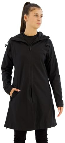 AGU SeQ Regenjacke Damen Urban Outdoor, Regenmantel Damen Wasserdicht mit Kapuze, Übergangsjacke Damen Atmungsaktiv - Schwarz - S