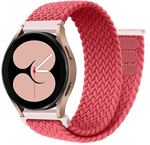 Eihaihis 20mm Cinturino per Samsung Galaxy Watch 5/4 40mm(44mm), Sport Cinturino di Ricambio in Nylon Intrecciato per Galaxy Watch 5 Pro 45mm/Galaxy Watch 4 Classic 42mm 46mm, Rosa Brillante