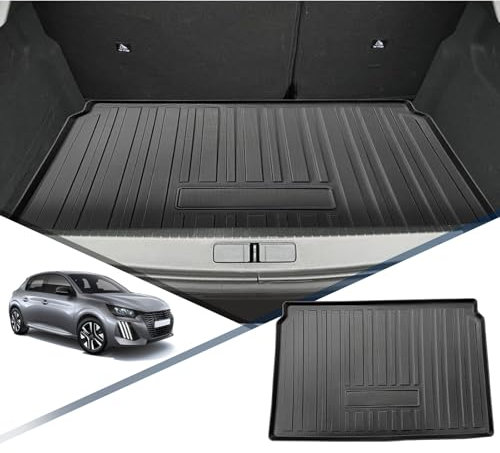 YEE PIN e-208 Alfombrilla maletero compatible con Peugeot 208 e-208 GT Line 2020-2022 2023 goma e-208 Protector lateral de goma para maletero Peugeot e-208 2023 Alfombrilla antideslizante