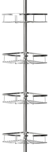 Bamodi Étagère de douche télescopique en aluminium - Extensible rapidement - Étagère d'angle télescopique pour la salle de bain, solution de rangement antirouille