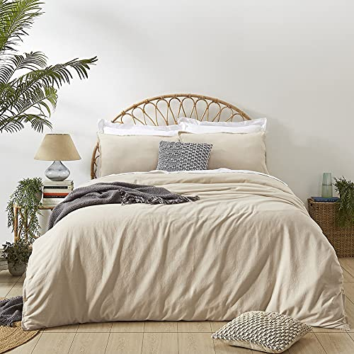 Sedefen Bettwäsche 135x200 cm 2teilig Beige Bettwäsche Sets aus Gebürstete Mikrofaser Unifarben Einzelbett Bettbezug mit Reißverschlus und 1 Kissenbezug 80x80cm