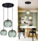 Luz colgante de vidrio Moderna lámpara colgante de 3 luces Lámpara colgante con pantallas de lámpara de vidrio verde Lámpara de techo colgante Lámpara de araña para isla de cocina comedor pasillo