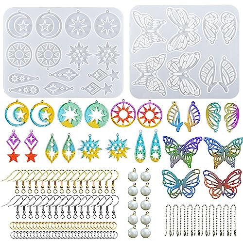 Attuslla Ohrring Silikonform Epoxidharz Resin Silikonform Ohrring Resin Harz Formen für DIY Ohrringe, Harzschmuck, Bastelbedarf für Anhänger