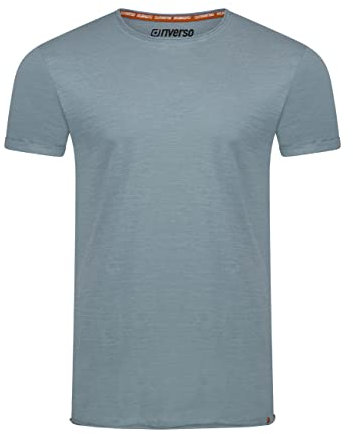 riverso Tshirt Herren Regular Fit RIVLenny Rundhals Kurzarm Sommer Tee Shirt leichte Baumwolle Flammgarn Einfarbig Blau 4XL, Größe:4XL, Farbe:Slate Blue