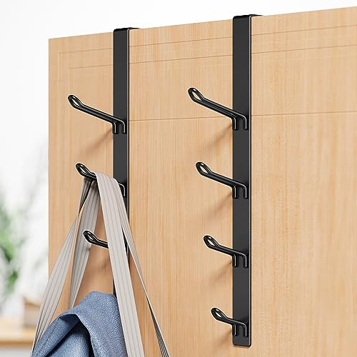 niffgaff Türhaken, vertikaler türhaken zum einhängen, kleiderhaken tür, haken zum einhängen, für Handtuch- und Kleiderbügel, Schwarz, 2er-Pack, 31.5cm