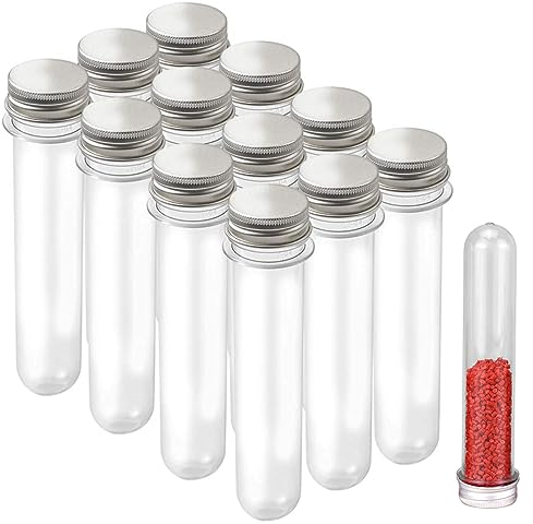 MFCGHXR 12 PCS Tubes à Essai en Plastique,30ml fleurs sechees tube a essai,Tubes à essai adaptés à la culture hydroponique, aux sucreries, aux épices