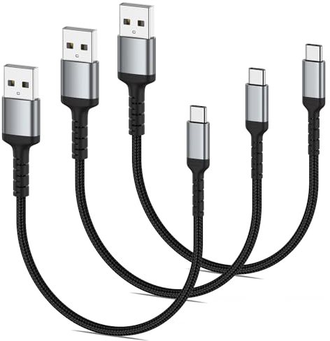 20cm USB C Kabel Kurz [3Stück], Kurz Geflochten USB A auf USB Typ C Ladekabel 3A Schnellladekabel und Datenkabel Kompatible für Samsung Galaxy S20 S21 S22 S23 A51 Note10, Huawei, Xiaomi, Google Pixel