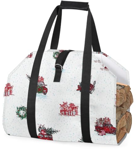 Tavisto Tragetasche für Kaminholz, für Weihnachten, Urlaub, strapazierfähig, großer Brennholzhalter mit Griffen, langlebig, Kamin, Holzofen, Zubehör, Aufbewahrungstasche für Camping, Grillen, drinnen