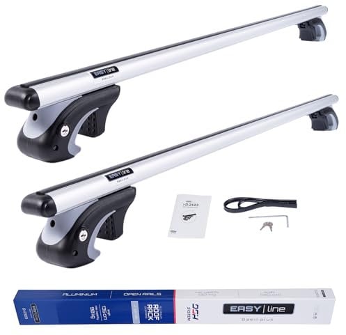 DGH SYSTEM Kompletter Aluminium-Dachträger Relingträger Easy Line Basic Plus 135 cm kompatibel mit Opel Combo Life MPV 2019- mit offener Dachreling, abschließbar, Nutzlast 90 kg