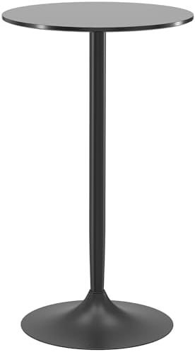 HOMCOM Bartisch Stehtisch Esstisch Runder Tresentisch, Küchentisch für Wohnzimmer, Esszimmer, Stahl, Schwarz, Ø60 x 102 cm