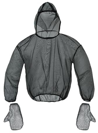 Anti-Mosquito Suit, Lightweight Summer Mesh Net Bug Clothing, Mosquito Resistant Clothing, Breathable Mesh Jacket with Hood for Fishing, Hiking, Camping, Farming and Gardening