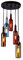 LRUII Glass Bottle Chandelier, Colored Wine Bottle Chandelier 5-Light Creative Retro Industrial Ceiling Chandelier Glass Pendant Lighting E27 for Cafe Restaurant Kitchen Dining Bar (Round 5-Light)