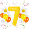 Geburtstagsdeko Mädchen 7 Jahr, VUCDXOP 7 Jahr Gelb Geburtstag Deko, Luftballon 7. Geburtstag, Geburtstag deko 7 jahre Jungen, Folienzahlen Ballons, Riesen Folienballon Zahl 7 für Geburtstag Party
