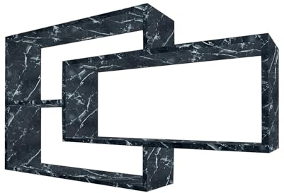 TRAUMMÖBEL Wandregal Karo Marmor Schwarz Bücherregal Holz Hängeregal Schweberegal für Wohnzimmer, Schlafzimmer und Küche