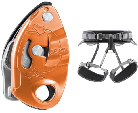 PETZL - Sicherungsgerät GRIGRI - Unisex, Schwarz, Einheitsgröße & - Gurt CORAX - Unisex, Grau, Einheitsgröße