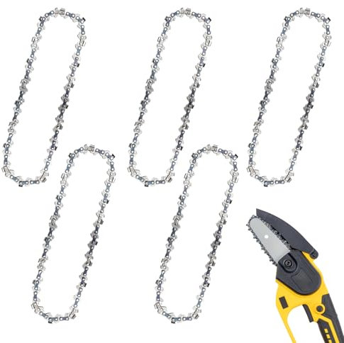 5Pcs 6 Inch Mini Chainsaw Chain, 37 Drive Links – Low-Kickback Chain, Small Chain Saw Chains for Cordless Handheld Mini Chainsaws, Electric Chainsaw Accessories, Chainsaw Blade for Tree Trimming