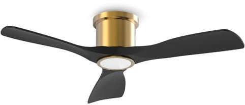 OFANTOP 132CM ventilatori da soffitto con luci a led telecomando montaggio ad incasso per camera da letto patio soggiorno cucina, motore DC, reversibile, oro nero