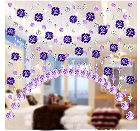 Tenda Antimosche Per Porta Esterna 30pcs 40-80cm tende di cristallo ad arco vetro rosa tenda di perline di cristallo soggiorno camera da letto ad arco appeso porte finestre decorazione di nozze casa T