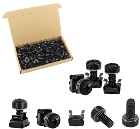 Gad2go 50 Pack M6 Cage Nuts and Screws Set M6 x 20 mm Rack Mount Cage Nut Screw with Washer for Cabinets Shelves Audio Server,Black