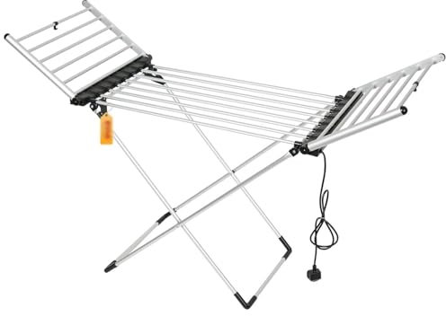 Genérico Tendedero Plegable con calefacción y Temporizador, 230 W, eléctrico, para Uso en Interiores o Exteriores, Ahorra Espacio