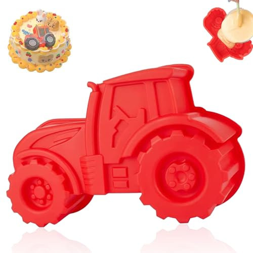 FEADBYT Backform Traktor, Backform für Kuchen, aus Silikon, für Party Hergestellt Kuchen, Brot, Schokolade, Dessert (Rot)