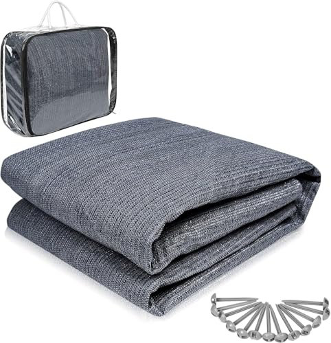 YRHome 250x250cm Vorzeltteppich + 13 Heringe Outdoor Camping Teppich Campingmatte Zeltteppich Zeltunterlage Vorzelt Campingteppich Vorzeltboden bläulich-grau für Wohnmobil Zelt