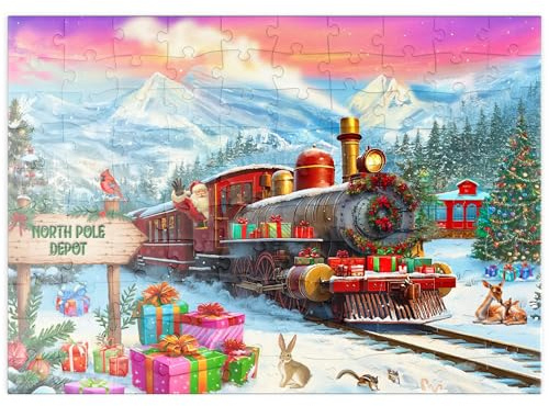 MyPuzzle Weihnachtszug am Nordpol – Festliche Winterlandschaft - Premium 100 Teile Puzzle - MyPuzzle Sonderkollektion von Puzzle Galaxy