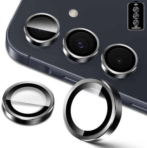 Lutree per Samsung Galaxy A55 5G Pellicola Protettiva Fotocamera, Durezza 9H Lenti Individuali Protezione Schermo, Anello in Metallo + Vetro Temperato, HD Anti-Graffio -Nero