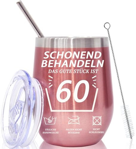 OuMaiFeng Witzige 60 Geburtstag Frauen Geschenk Thermoskanne Geburtstagsgeschenk für 60. Geburtstag Frau, 60. Geschenk für Frauen/Freundin/Ehefrau/Mutter