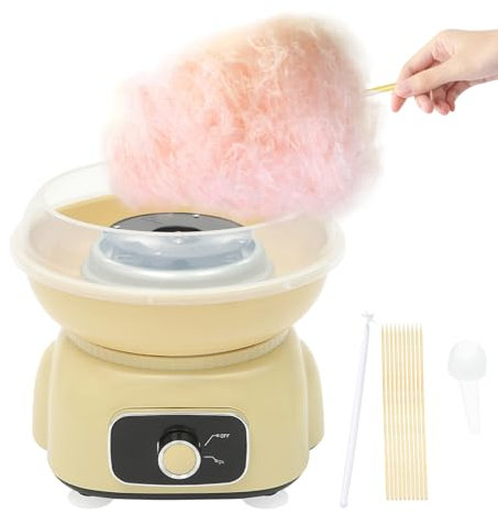 Zuckerwattemaschine Set, 500W Zuckerwatte Maschine mit Plastikstab Löffel und 10 Bambus-Stäbchen, 1850RPM Zucker für Zuckerwattemaschine, Cotton Candy Maker für Kindergeburtstag Party, BIS 180℃