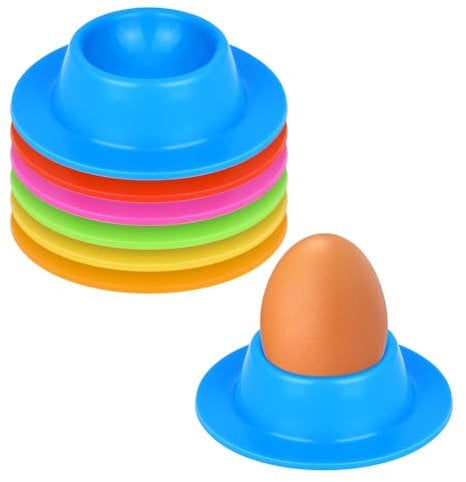 Vicloon Coquetiers, Lot de 6 Coquetiers en Silicone Coloré, Support Oeuf a La Coque, Portable Ronde Oeuf Tasses Porte, Lavable, Coquetier Oeuf Empilables, Coquetiers pour Petit Déjeuner