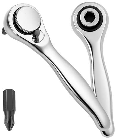 DAOOZHU Mini Cricchetto 72 Denti丨1/4 di pollice丨Cricchetto a Bit incluso 1 Trapano丨Chiave a Cricchetto Manuale Compatta丨Strumento Accessorio per Luoghi Stretti