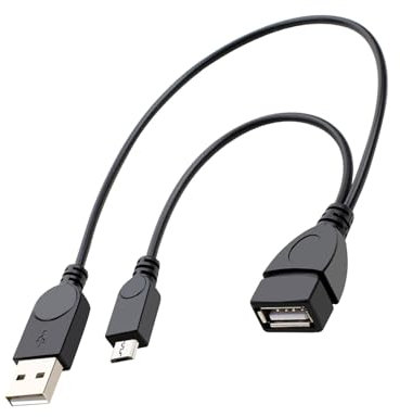 Vynetra Adaptateur 2 en 1 MicroUSB vers USB (câble d'alimentation) USB femelle vers micro USB pour appareils classiques