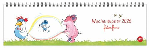 Helme Heine Wochenquerplaner - Kalender 2026 - Heye-Verlag - Tischkalender quer mit Schulferien - 32,5 cm x 9,3 cm