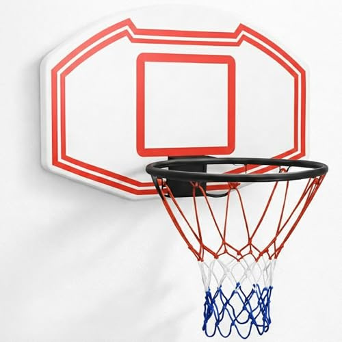 BURAKH Wall Mounted Basketball Hoop Outdoor and Indoor Backboard Rim and Net Sett – Durable for Home, School, or Garage Basketball Games