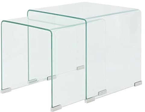 RMIHSJG Zweiteiliges Satztisch-Set aus gehärtetem Glas Transparent Coffe Table Wohnzimmertisch Beistelltisch Couch Coffee Table für Schlafzimmer Wohnzimmer Outdoor Büro