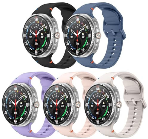 MoKo 5 Pack Sport Straps for Samsung Galaxy Watch 8 Strap 40mm 44mm/Galaxy Watch 8 Classic 46mm, Soft Silicone Replacement Band for Men Women, M/L, B+PK+STL+PL+B