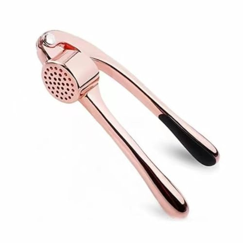 Knoblauchpresse für die Küche, Zinklegierung, manueller Knoblauchstampfer, Ingwer-Zerkleinerer, Zerkleinerer mit ergonomischem Griff (Rosa)