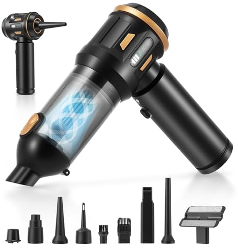 Niktulo Aria Compressa pc 22000Pa Aspirapolvere Auto Portatile, 3 Velocità Aria Compressa Elettrico Batteria Da 6000mah,Aspirabriciole Senza Fili Mini Aspirapolvere Ricaricabile per Auto (nero)