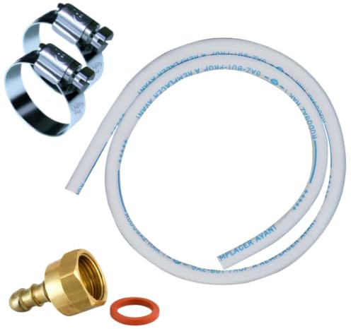 BOUTTE Kit Raccordement Gaz Butane/Propane – Tuyau Souple Caoutchouc 1,5 m + Tétine Femelle 20x150 Ø10 + 2 Colliers
