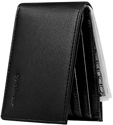 Chelmon Slim Wallet for Men ID Window with RFID Blocking Front Pocket Minimalist Bifold Bussiness Card Holder Gift for Men